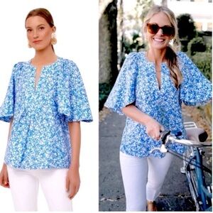 TUCKERNUCK x Cameran Eubanks Blooms on Broad Finley Flutter Sleeve Top Blouse 16